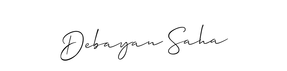 How to make Debayan Saha name signature. Use Allison_Script style for creating short signs online. This is the latest handwritten sign. Debayan Saha signature style 2 images and pictures png