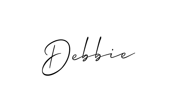 if you are searching for the best signature style for your name Debbie. so please give up your signature search. here we have designed multiple signature styles  using Allison_Script. Debbie signature style 2 images and pictures png