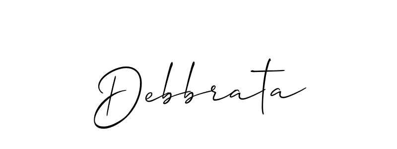 The best way (Allison_Script) to make a short signature is to pick only two or three words in your name. The name Debbrata include a total of six letters. For converting this name. Debbrata signature style 2 images and pictures png