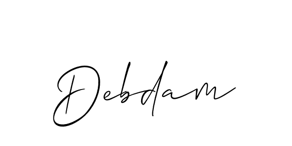 How to make Debdam name signature. Use Allison_Script style for creating short signs online. This is the latest handwritten sign. Debdam signature style 2 images and pictures png
