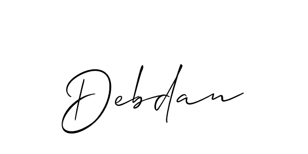 Debdan stylish signature style. Best Handwritten Sign (Allison_Script) for my name. Handwritten Signature Collection Ideas for my name Debdan. Debdan signature style 2 images and pictures png