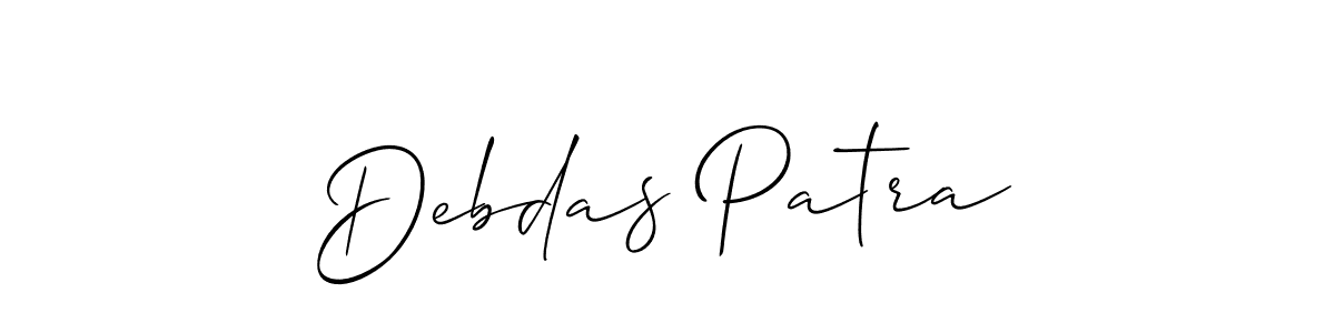 Similarly Allison_Script is the best handwritten signature design. Signature creator online .You can use it as an online autograph creator for name Debdas Patra. Debdas Patra signature style 2 images and pictures png