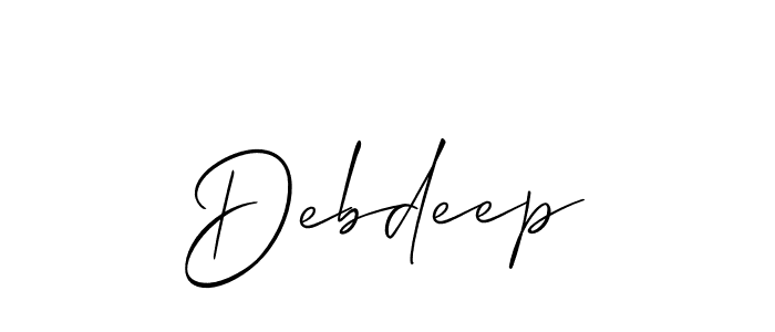 Make a beautiful signature design for name Debdeep. With this signature (Allison_Script) style, you can create a handwritten signature for free. Debdeep signature style 2 images and pictures png