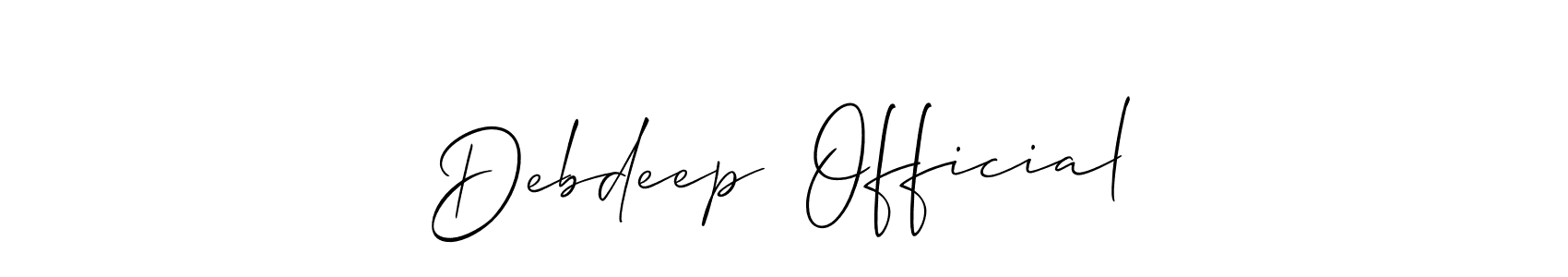 The best way (Allison_Script) to make a short signature is to pick only two or three words in your name. The name Debdeep  Official include a total of six letters. For converting this name. Debdeep  Official signature style 2 images and pictures png