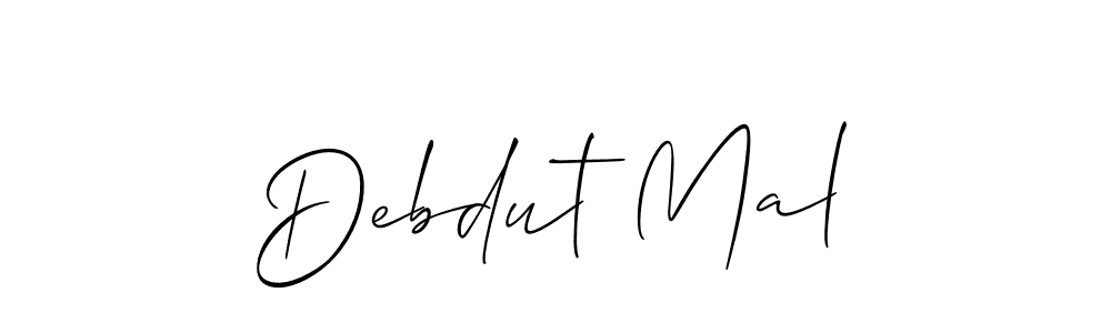 The best way (Allison_Script) to make a short signature is to pick only two or three words in your name. The name Debdut Mal include a total of six letters. For converting this name. Debdut Mal signature style 2 images and pictures png