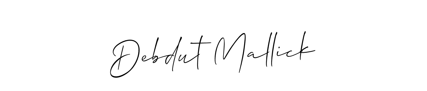 You should practise on your own different ways (Allison_Script) to write your name (Debdut Mallick) in signature. don't let someone else do it for you. Debdut Mallick signature style 2 images and pictures png