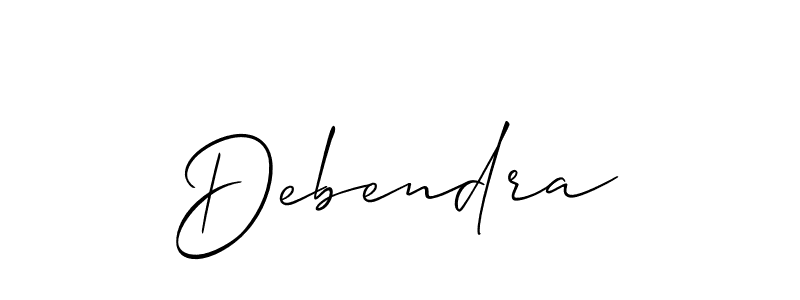 Make a beautiful signature design for name Debendra. With this signature (Allison_Script) style, you can create a handwritten signature for free. Debendra signature style 2 images and pictures png