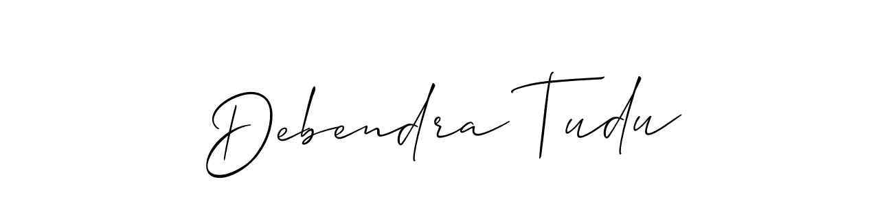 Make a beautiful signature design for name Debendra Tudu. With this signature (Allison_Script) style, you can create a handwritten signature for free. Debendra Tudu signature style 2 images and pictures png