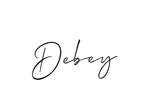 Allison_Script is a professional signature style that is perfect for those who want to add a touch of class to their signature. It is also a great choice for those who want to make their signature more unique. Get Debey name to fancy signature for free. Debey signature style 2 images and pictures png