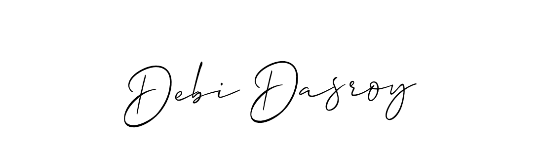 The best way (Allison_Script) to make a short signature is to pick only two or three words in your name. The name Debi Dasroy include a total of six letters. For converting this name. Debi Dasroy signature style 2 images and pictures png