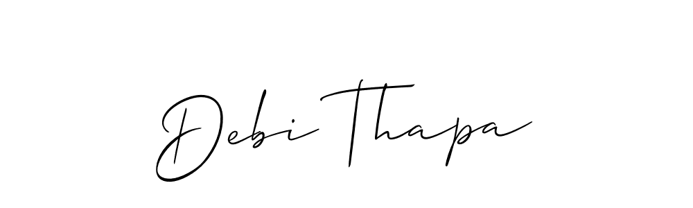 It looks lik you need a new signature style for name Debi Thapa. Design unique handwritten (Allison_Script) signature with our free signature maker in just a few clicks. Debi Thapa signature style 2 images and pictures png