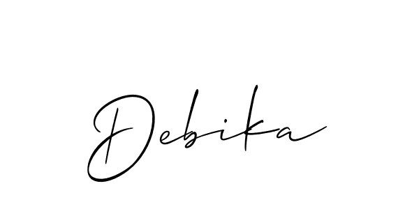 Debika stylish signature style. Best Handwritten Sign (Allison_Script) for my name. Handwritten Signature Collection Ideas for my name Debika. Debika signature style 2 images and pictures png