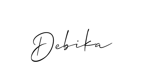 Debika stylish signature style. Best Handwritten Sign (Allison_Script) for my name. Handwritten Signature Collection Ideas for my name Debika. Debika signature style 2 images and pictures png