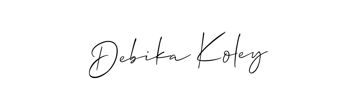 Similarly Allison_Script is the best handwritten signature design. Signature creator online .You can use it as an online autograph creator for name Debika Koley. Debika Koley signature style 2 images and pictures png