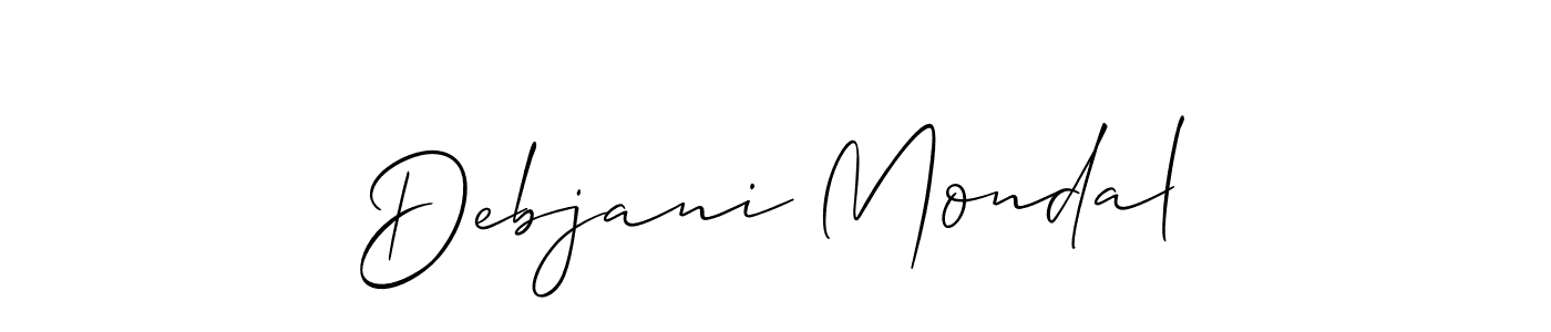 Allison_Script is a professional signature style that is perfect for those who want to add a touch of class to their signature. It is also a great choice for those who want to make their signature more unique. Get Debjani Mondal name to fancy signature for free. Debjani Mondal signature style 2 images and pictures png