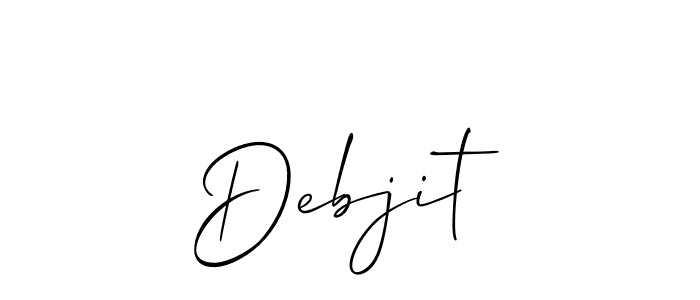 The best way (Allison_Script) to make a short signature is to pick only two or three words in your name. The name Debjit  include a total of six letters. For converting this name. Debjit  signature style 2 images and pictures png