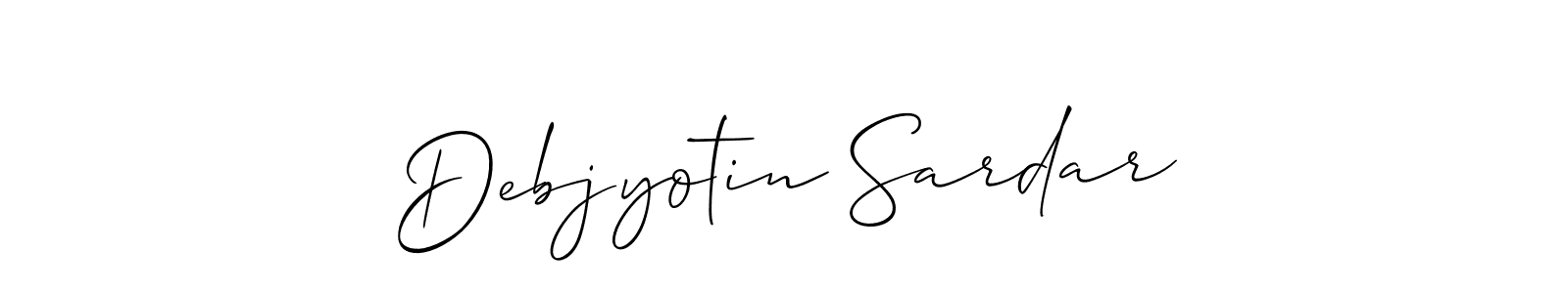 You should practise on your own different ways (Allison_Script) to write your name (Debjyotin Sardar) in signature. don't let someone else do it for you. Debjyotin Sardar signature style 2 images and pictures png