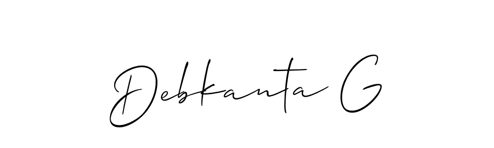 Also You can easily find your signature by using the search form. We will create Debkanta G name handwritten signature images for you free of cost using Allison_Script sign style. Debkanta G signature style 2 images and pictures png