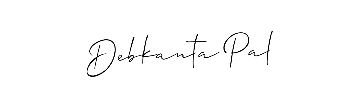 The best way (Allison_Script) to make a short signature is to pick only two or three words in your name. The name Debkanta Pal include a total of six letters. For converting this name. Debkanta Pal signature style 2 images and pictures png