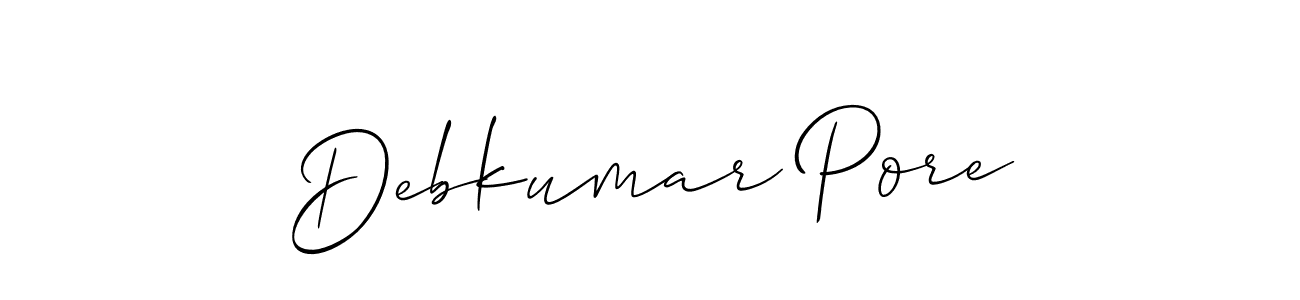 if you are searching for the best signature style for your name Debkumar Pore. so please give up your signature search. here we have designed multiple signature styles  using Allison_Script. Debkumar Pore signature style 2 images and pictures png