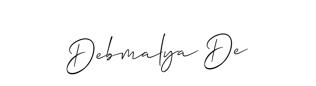 Allison_Script is a professional signature style that is perfect for those who want to add a touch of class to their signature. It is also a great choice for those who want to make their signature more unique. Get Debmalya De name to fancy signature for free. Debmalya De signature style 2 images and pictures png