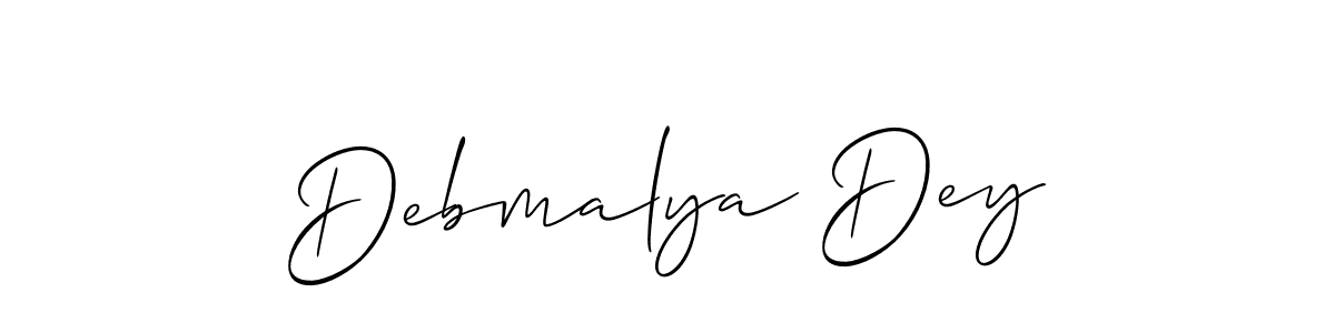 Allison_Script is a professional signature style that is perfect for those who want to add a touch of class to their signature. It is also a great choice for those who want to make their signature more unique. Get Debmalya Dey name to fancy signature for free. Debmalya Dey signature style 2 images and pictures png