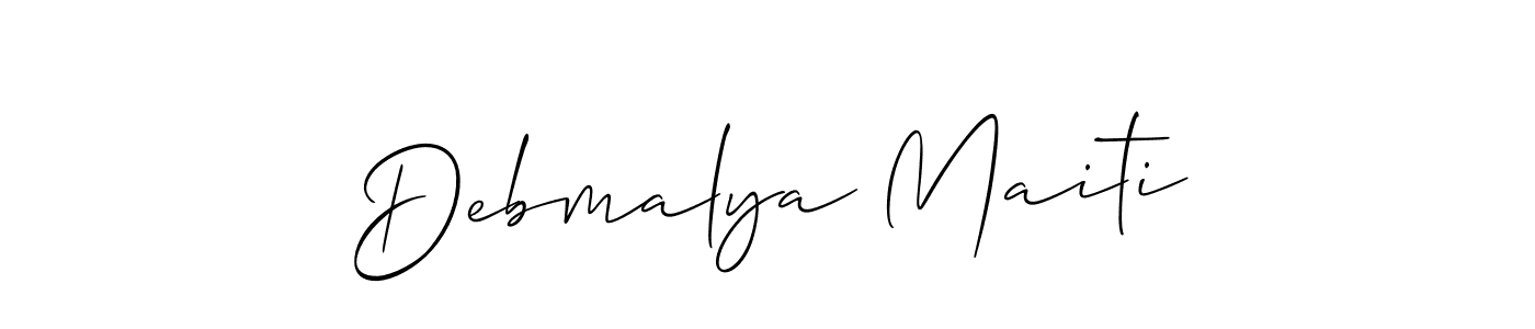 Also we have Debmalya Maiti name is the best signature style. Create professional handwritten signature collection using Allison_Script autograph style. Debmalya Maiti signature style 2 images and pictures png