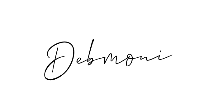 How to make Debmoni name signature. Use Allison_Script style for creating short signs online. This is the latest handwritten sign. Debmoni signature style 2 images and pictures png