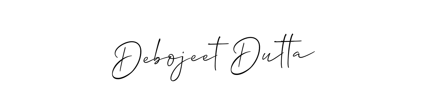 The best way (Allison_Script) to make a short signature is to pick only two or three words in your name. The name Debojeet Dutta include a total of six letters. For converting this name. Debojeet Dutta signature style 2 images and pictures png