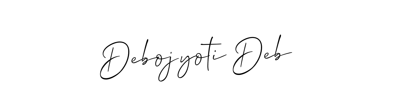 How to make Debojyoti Deb name signature. Use Allison_Script style for creating short signs online. This is the latest handwritten sign. Debojyoti Deb signature style 2 images and pictures png
