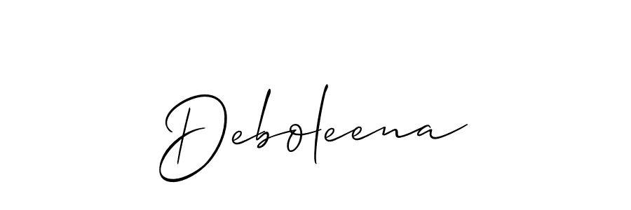 How to make Deboleena name signature. Use Allison_Script style for creating short signs online. This is the latest handwritten sign. Deboleena signature style 2 images and pictures png