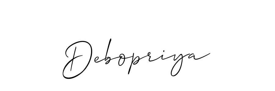 How to make Debopriya signature? Allison_Script is a professional autograph style. Create handwritten signature for Debopriya name. Debopriya signature style 2 images and pictures png