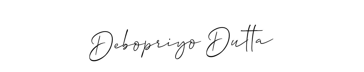 How to Draw Debopriyo Dutta signature style? Allison_Script is a latest design signature styles for name Debopriyo Dutta. Debopriyo Dutta signature style 2 images and pictures png