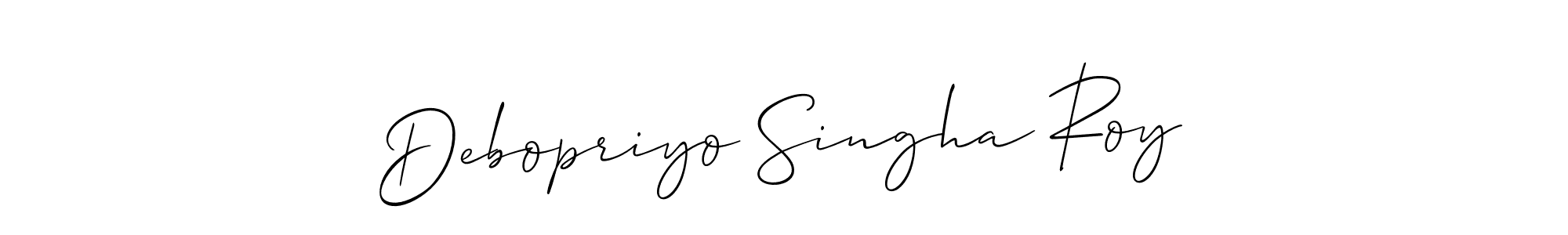 Also You can easily find your signature by using the search form. We will create Debopriyo Singha Roy name handwritten signature images for you free of cost using Allison_Script sign style. Debopriyo Singha Roy signature style 2 images and pictures png