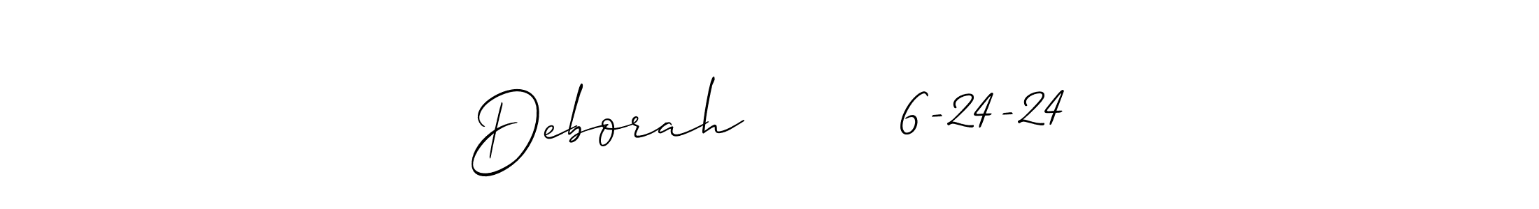 The best way (Allison_Script) to make a short signature is to pick only two or three words in your name. The name Deborah        6-24-24 include a total of six letters. For converting this name. Deborah        6-24-24 signature style 2 images and pictures png