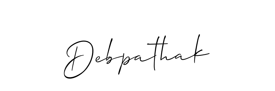 The best way (Allison_Script) to make a short signature is to pick only two or three words in your name. The name Debpathak include a total of six letters. For converting this name. Debpathak signature style 2 images and pictures png