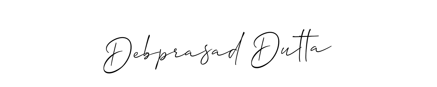 You should practise on your own different ways (Allison_Script) to write your name (Debprasad Dutta) in signature. don't let someone else do it for you. Debprasad Dutta signature style 2 images and pictures png