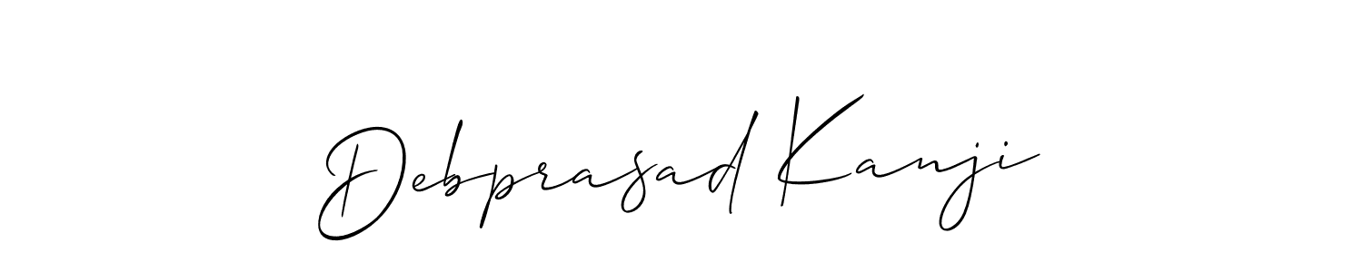 The best way (Allison_Script) to make a short signature is to pick only two or three words in your name. The name Debprasad Kanji include a total of six letters. For converting this name. Debprasad Kanji signature style 2 images and pictures png