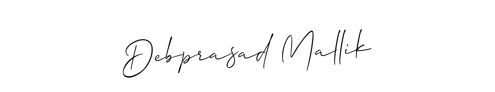 You should practise on your own different ways (Allison_Script) to write your name (Debprasad Mallik) in signature. don't let someone else do it for you. Debprasad Mallik signature style 2 images and pictures png