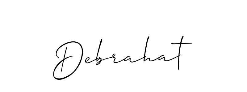 The best way (Allison_Script) to make a short signature is to pick only two or three words in your name. The name Debrahat include a total of six letters. For converting this name. Debrahat signature style 2 images and pictures png