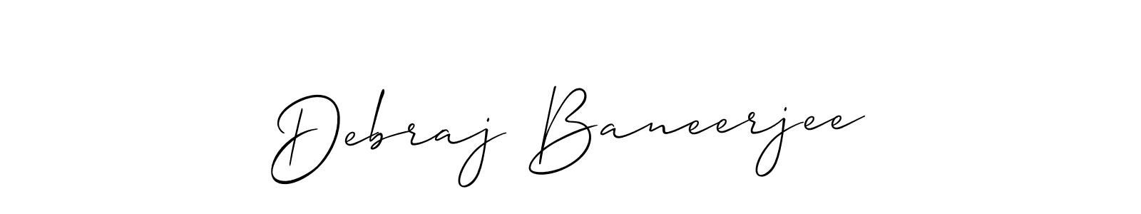 Make a beautiful signature design for name Debraj Baneerjee. With this signature (Allison_Script) style, you can create a handwritten signature for free. Debraj Baneerjee signature style 2 images and pictures png