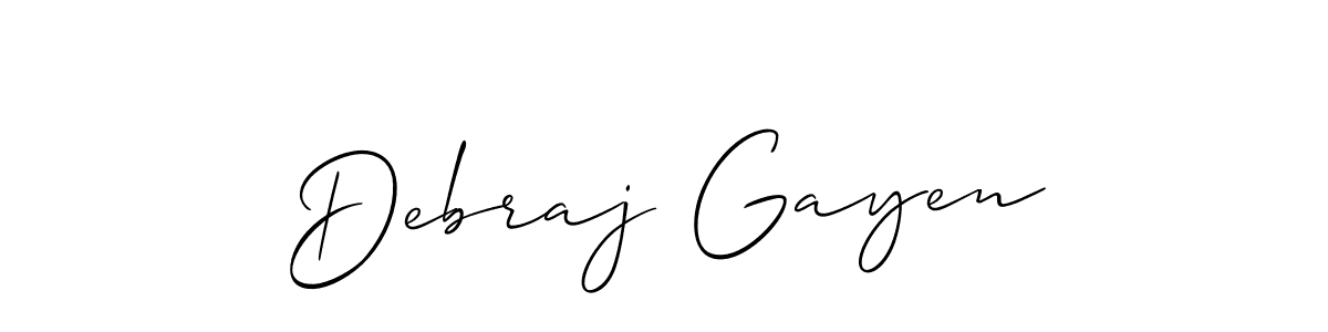 How to make Debraj Gayen signature? Allison_Script is a professional autograph style. Create handwritten signature for Debraj Gayen name. Debraj Gayen signature style 2 images and pictures png