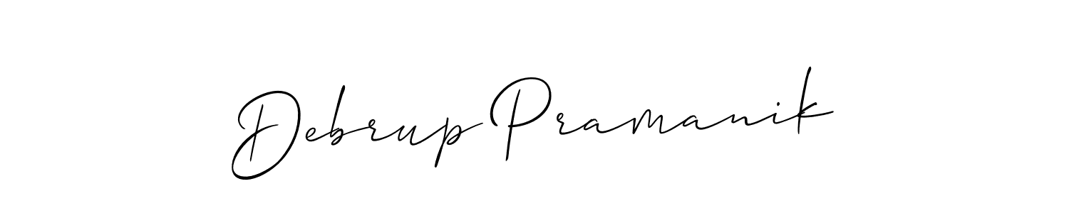 Create a beautiful signature design for name Debrup Pramanik. With this signature (Allison_Script) fonts, you can make a handwritten signature for free. Debrup Pramanik signature style 2 images and pictures png