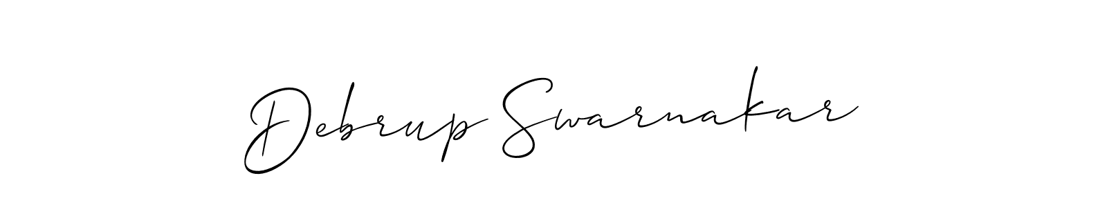 The best way (Allison_Script) to make a short signature is to pick only two or three words in your name. The name Debrup Swarnakar include a total of six letters. For converting this name. Debrup Swarnakar signature style 2 images and pictures png