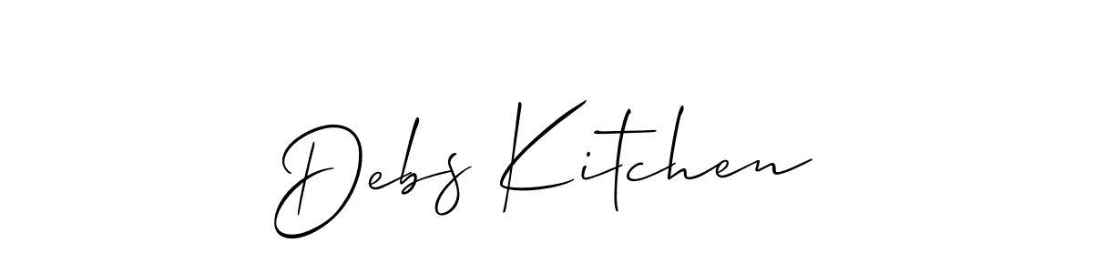 Also You can easily find your signature by using the search form. We will create Debs Kitchen name handwritten signature images for you free of cost using Allison_Script sign style. Debs Kitchen signature style 2 images and pictures png