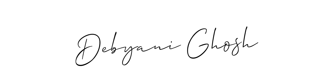 Make a beautiful signature design for name Debyani Ghosh. With this signature (Allison_Script) style, you can create a handwritten signature for free. Debyani Ghosh signature style 2 images and pictures png