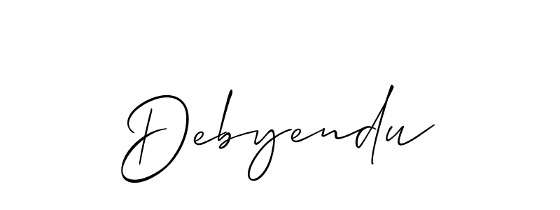 How to make Debyendu signature? Allison_Script is a professional autograph style. Create handwritten signature for Debyendu name. Debyendu signature style 2 images and pictures png