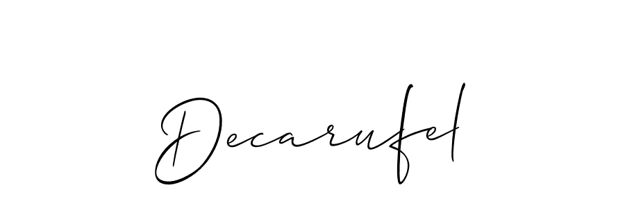 The best way (Allison_Script) to make a short signature is to pick only two or three words in your name. The name Decarufel include a total of six letters. For converting this name. Decarufel signature style 2 images and pictures png