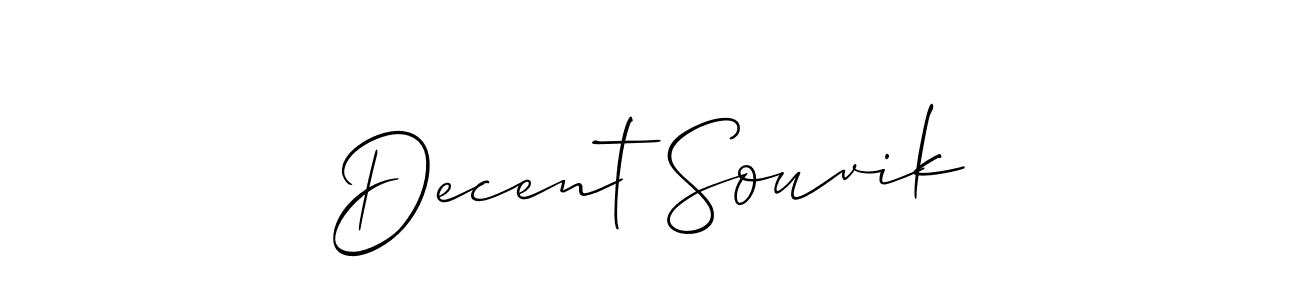 Use a signature maker to create a handwritten signature online. With this signature software, you can design (Allison_Script) your own signature for name Decent Souvik. Decent Souvik signature style 2 images and pictures png
