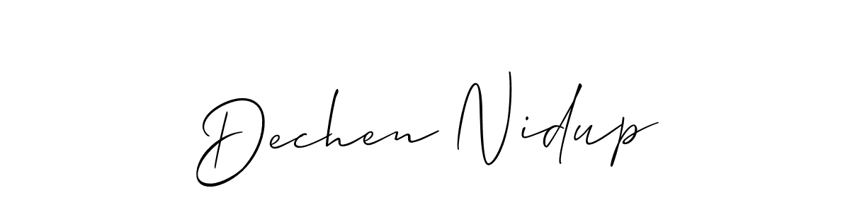 Use a signature maker to create a handwritten signature online. With this signature software, you can design (Allison_Script) your own signature for name Dechen Nidup. Dechen Nidup signature style 2 images and pictures png